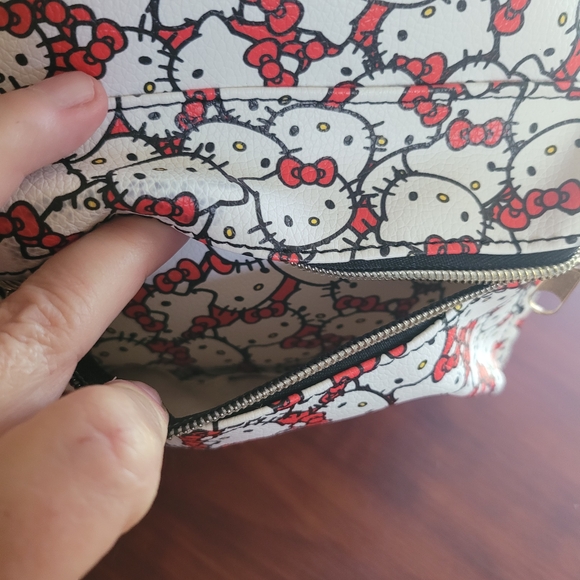 NWT Hello Kitty Patterned Mini Backpack with Red Accents - Picture 8 of 11